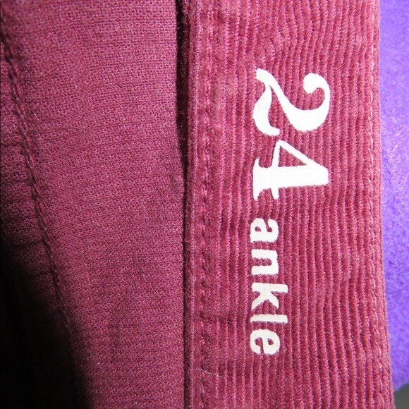 J. Crew Pants Toothpick Fitted Ankle Dark Red Corduroy Womens 24 Skinny Low Rise - Picture 6 of 8